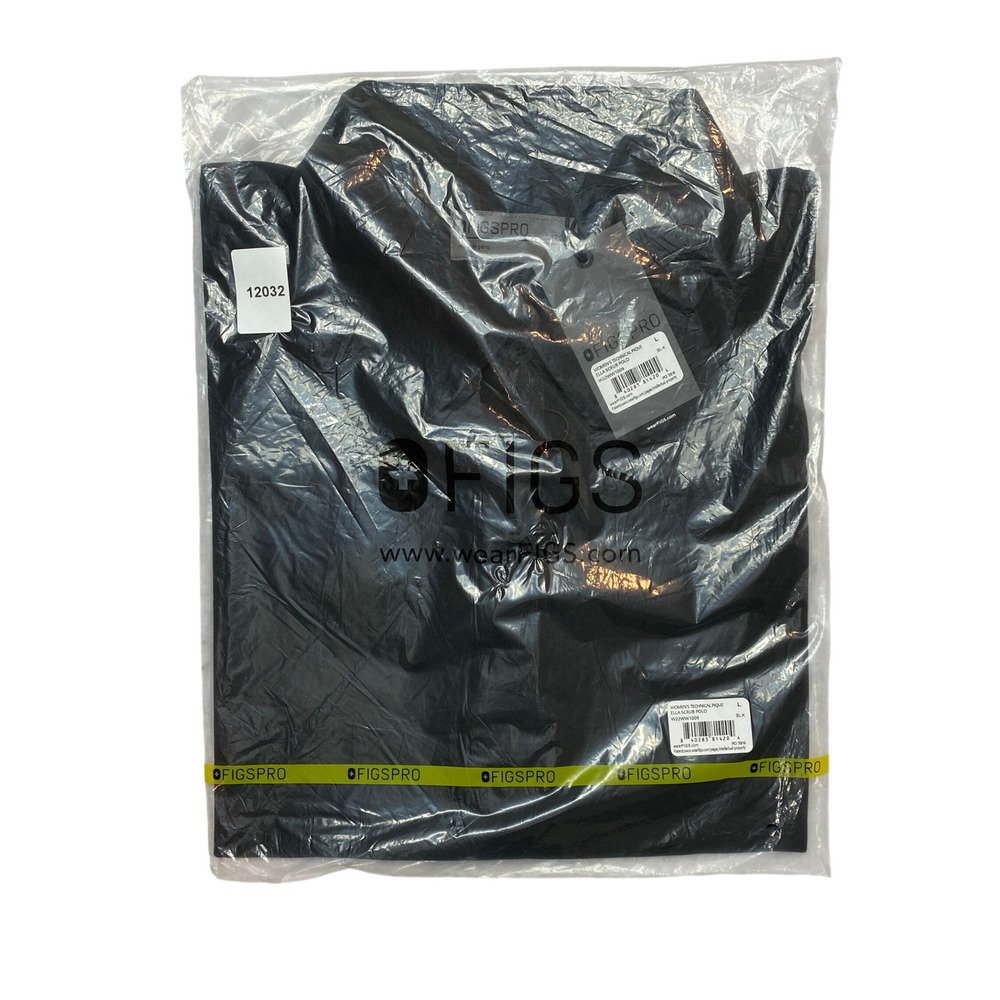 FIGS Scrub Polo Womens L Black Ella Technical Pique W22WW1009 FIGS PRO